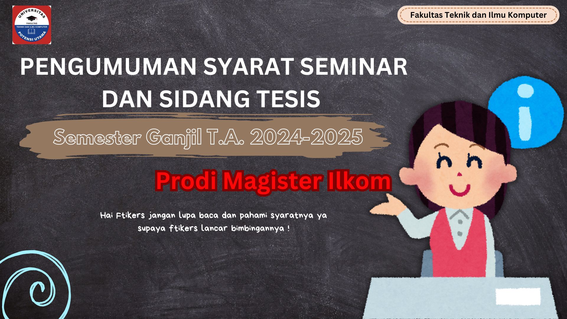 PENGUMUMAN SYARAT SIDANG DAN SEMINAR PRODI ILKOM