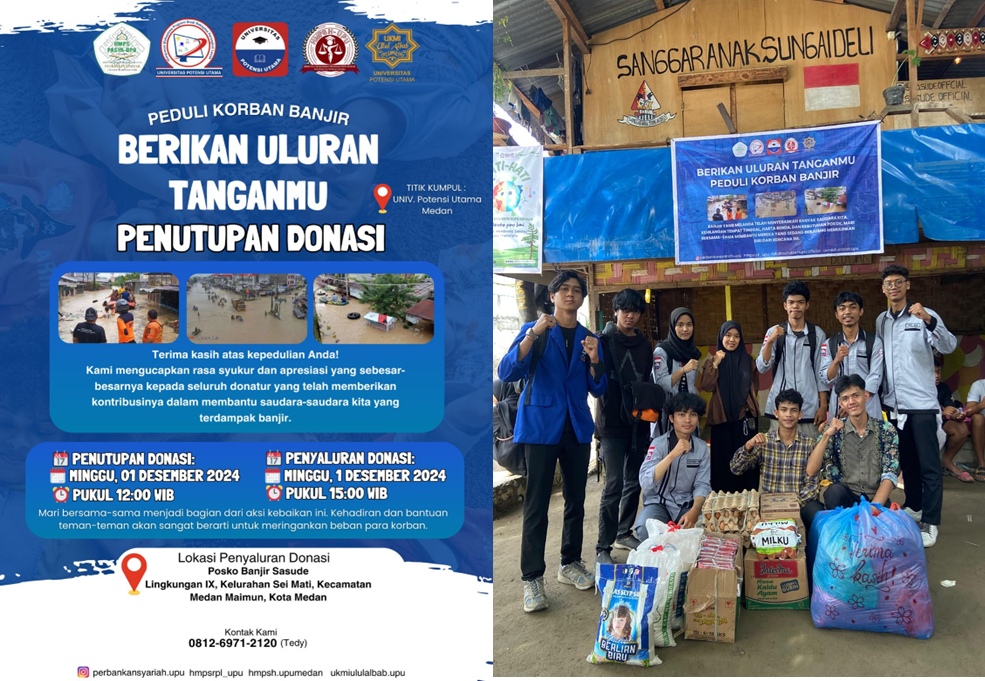 HMPS RPL Bersama UMKIM Ulul Albab dan HMPS Hukum &amp; Perbankan Syariah Salurkan Bantuan untuk Korban Banjir di Medan Maimun